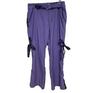 MacGear MacGirl Y2K Vintage Purple Black Lace Baggy Rave Cargo Pants Size 16